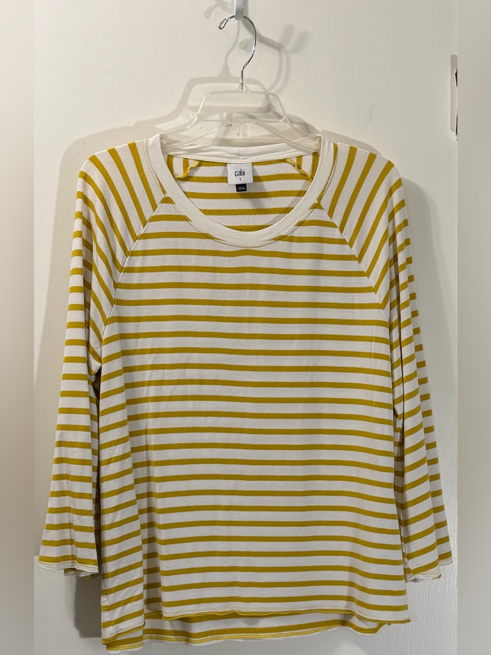 CAbi Yellow and White Striped Long-Sleeve Top